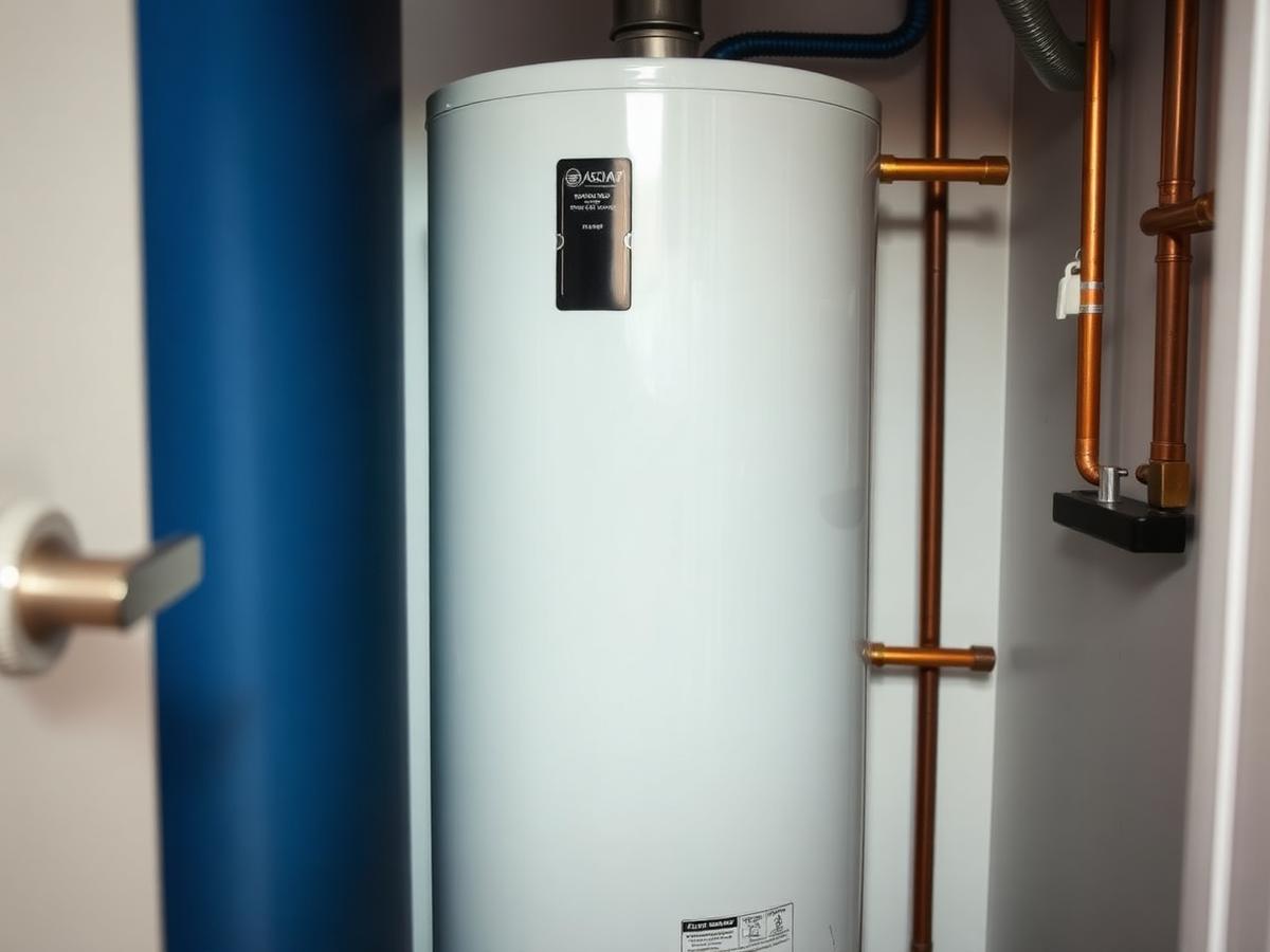 Newly installed tank water heater with copper connections in a Bedford-Stuyvesant, Brooklyn home